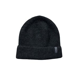 Pacas Black Baby Alpaca Wool Blend Ribbed Knit Cuffed Beanie Hat Outdoors Gorp